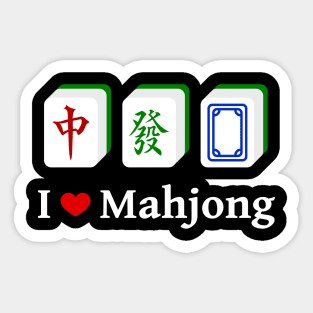 I Love Mahjong - White | Mahjong Tiles, Cantonese Game Sticker Sticker